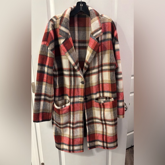 Elegant Plaid Pea Coat for Women - Picture 1 of 3